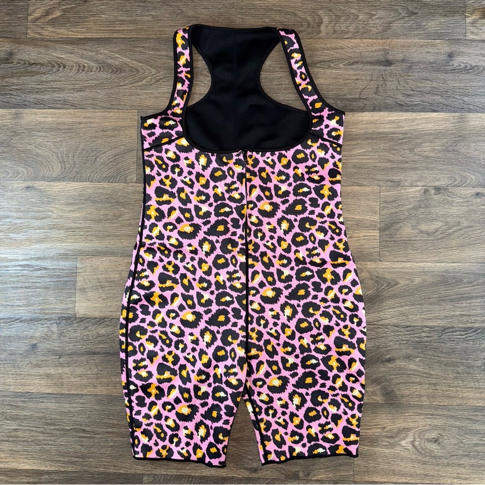 Pink and Black Animal Print Fitness Slimming Suit